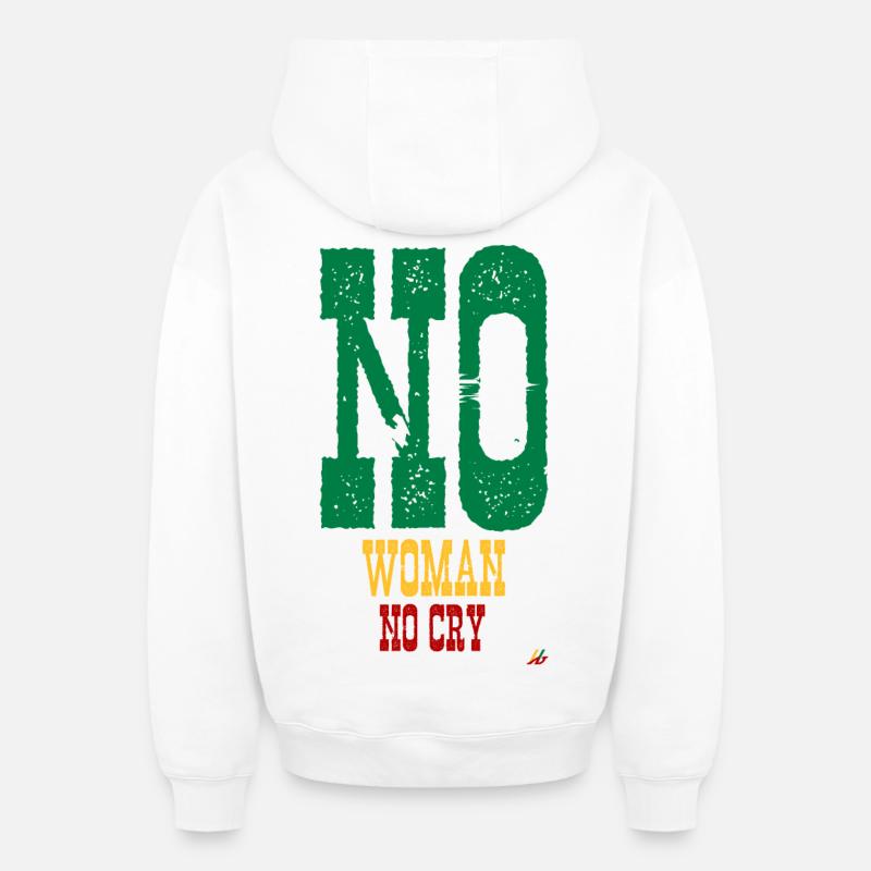 NO WOMAN NO CRY - Sweat à capuche unisexe zippé oversize épais SPREAD - blanc