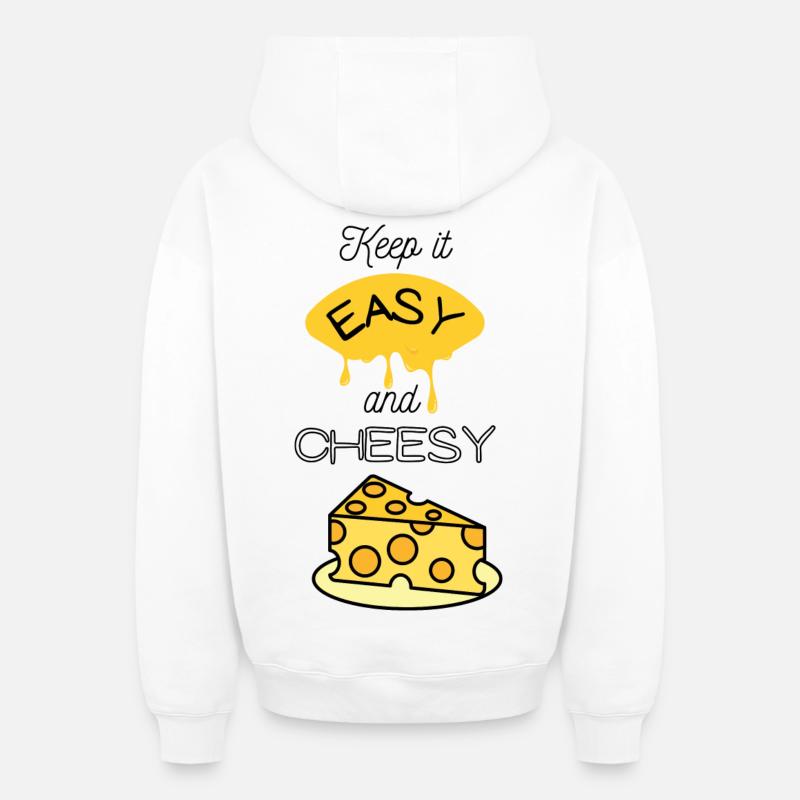 Mème du fromage facile - Sweat à capuche unisexe zippé oversize épais SPREAD - blanc