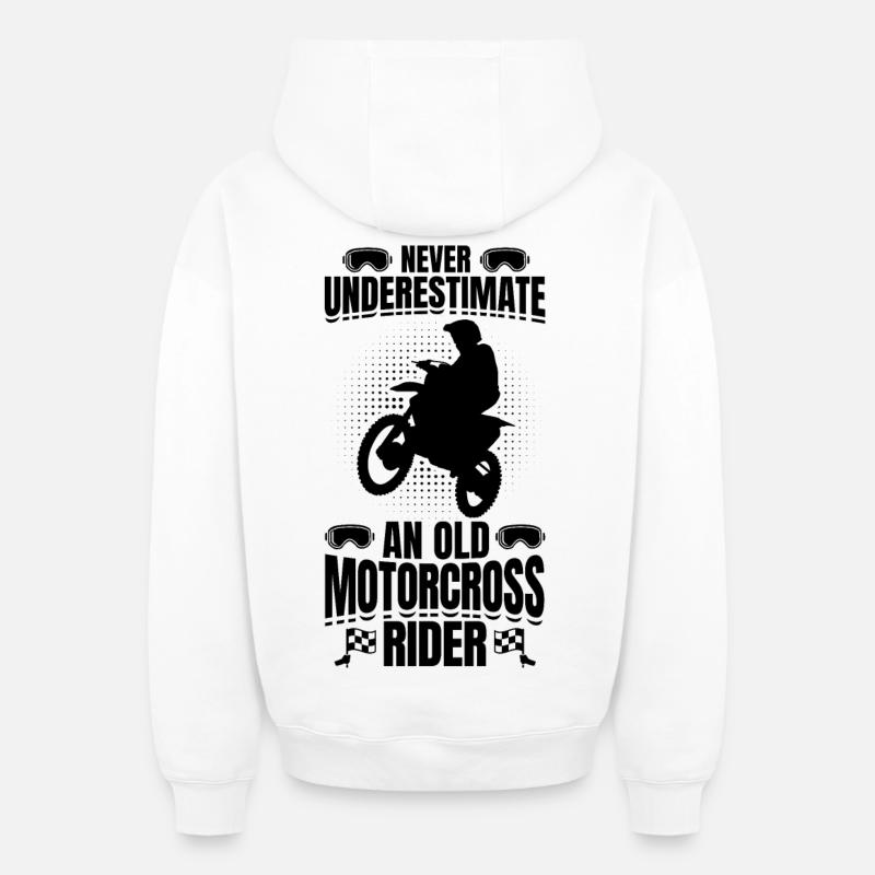 Papi motocross - Sweat à capuche unisexe zippé oversize épais SPREAD - blanc