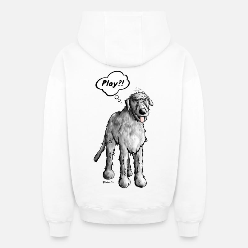 Wolfhound irlandais - Sweat à capuche unisexe zippé oversize épais SPREAD - blanc