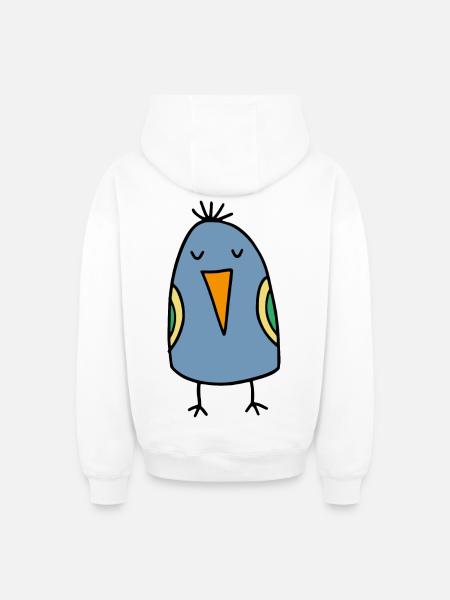 Drôle d’oiseau - Sweat à capuche unisexe zippé oversize épais SPREAD - blanc