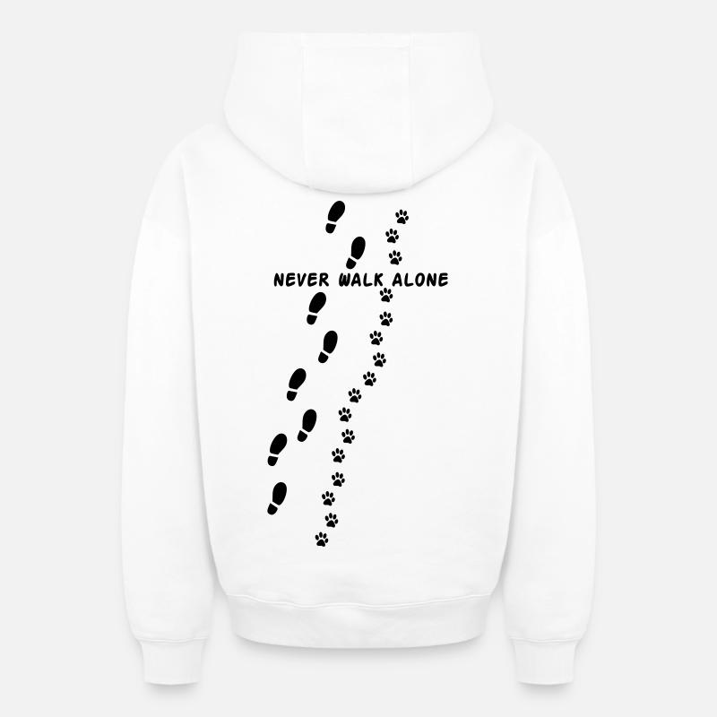 Never walk alone - Oversized Heavyweight Unisex Zip Hoodie - Weiß
