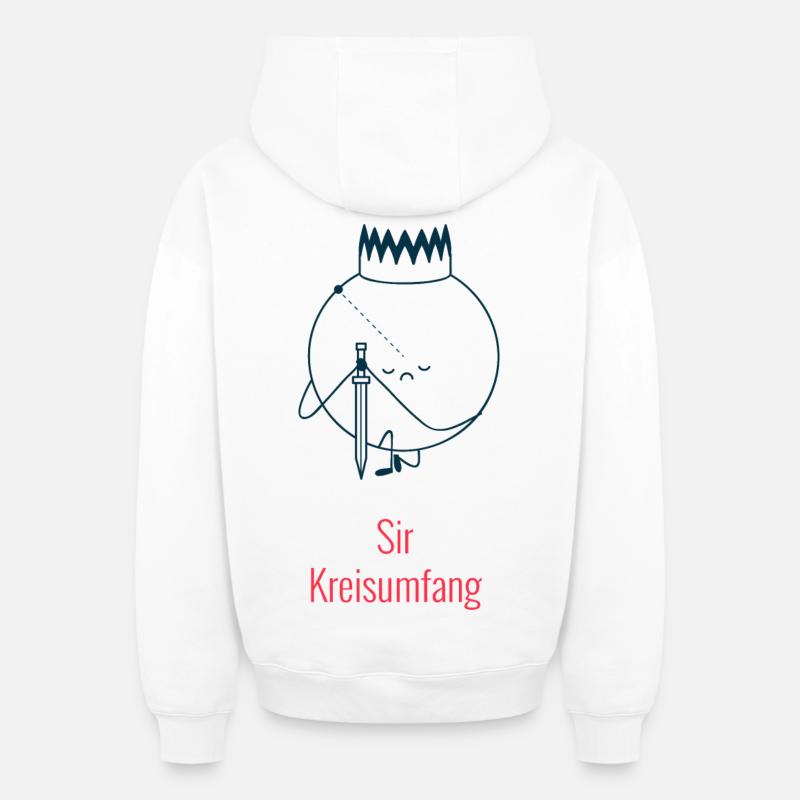 Sir Circle Circumference - Géométrie Humour - Sweat à capuche unisexe zippé oversize épais SPREAD - blanc