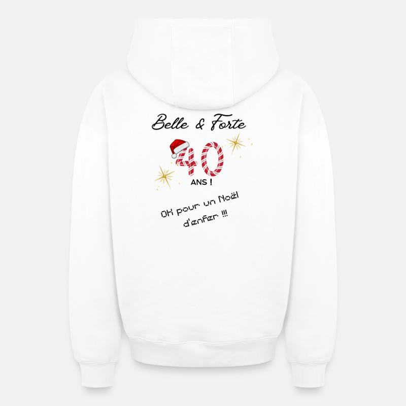Joyeux_noel_40ans - Sweat à capuche unisexe zippé oversize épais SPREAD - blanc
