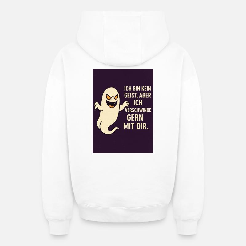 Douce salutation fantôme avec humour - Sweat à capuche unisexe zippé oversize épais SPREAD - blanc