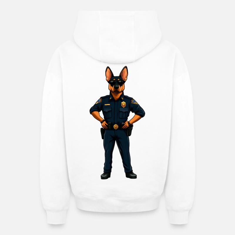 Chien policier - Sweat à capuche unisexe zippé oversize épais SPREAD - blanc
