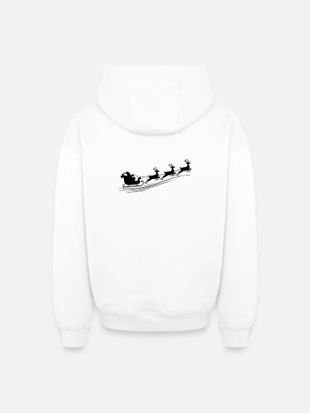Weihnachtsmann Schlitten Rentiere - Oversized Heavyweight Unisex Zip Hoodie - Weiß