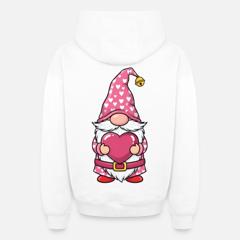 Gnomes de la Saint-Valentin - Sweat à capuche unisexe zippé oversize épais SPREAD - blanc