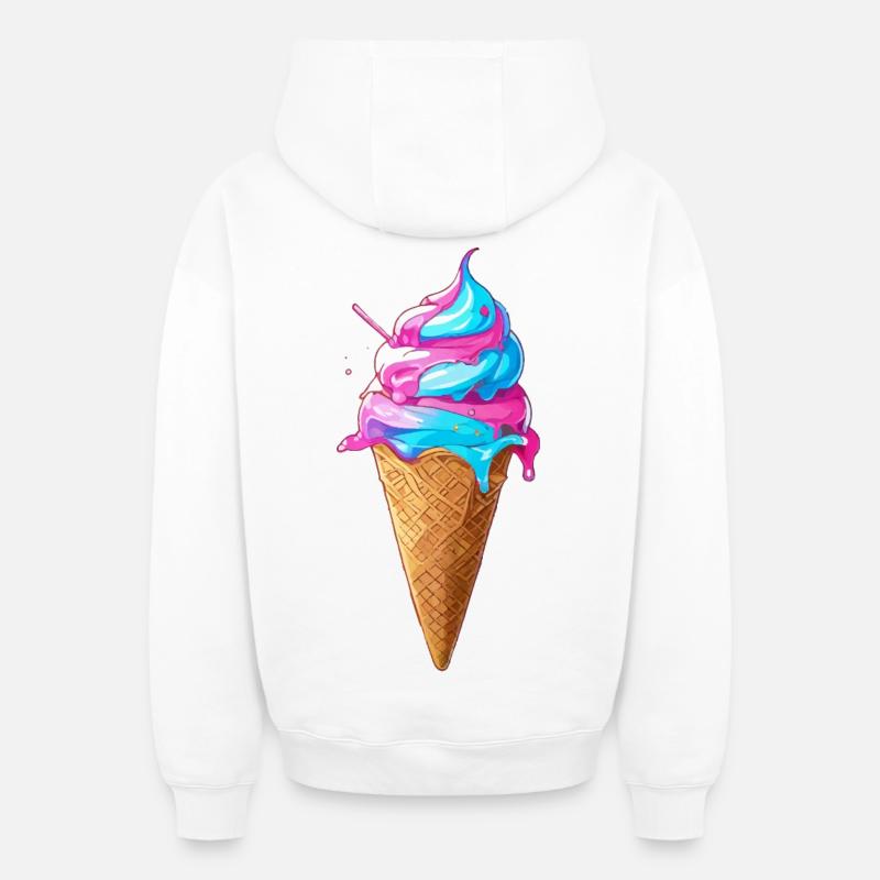 Lecker Eiscreme | Synthwave Eistüte - Oversized Heavyweight Unisex Zip Hoodie - Weiß
