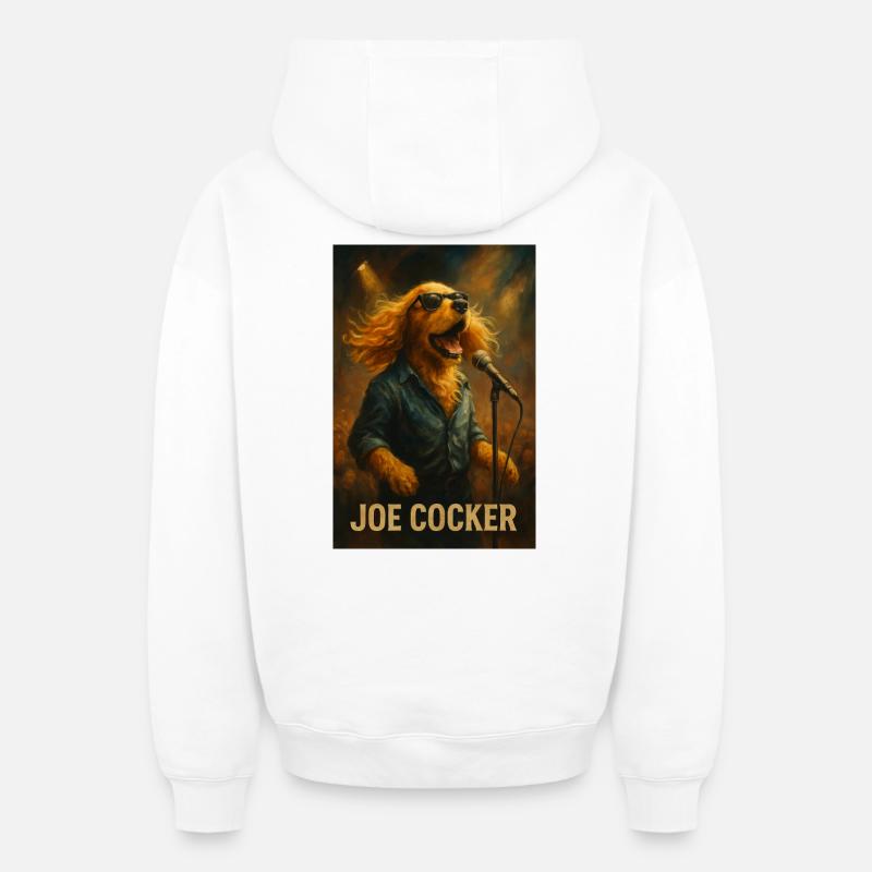 Joe Cocker - Sweat à capuche unisexe zippé oversize épais SPREAD - blanc