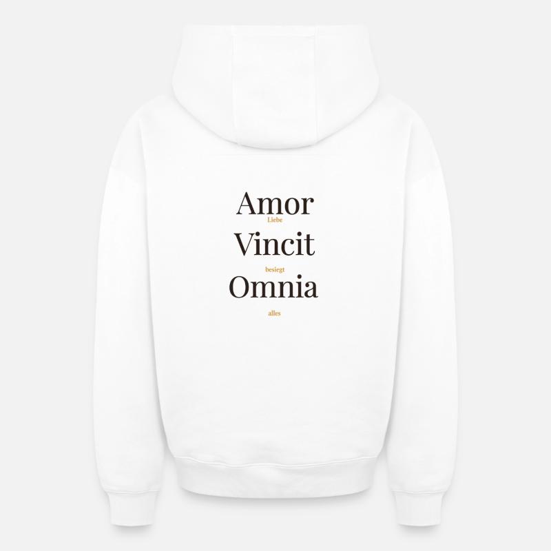 Amor - Sweat à capuche unisexe zippé oversize épais SPREAD - blanc