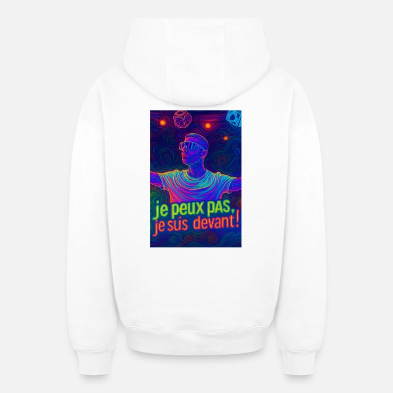 Techno - Sweat à capuche unisexe zippé oversize épais SPREAD - blanc