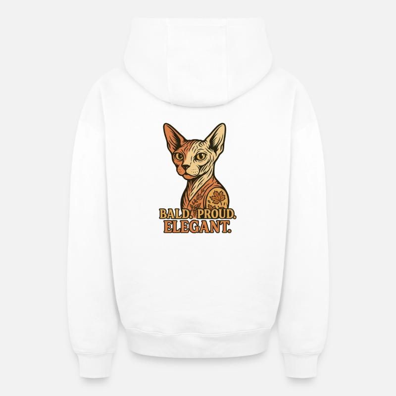 Chat Sphynx - Sweat à capuche unisexe zippé oversize épais SPREAD - blanc