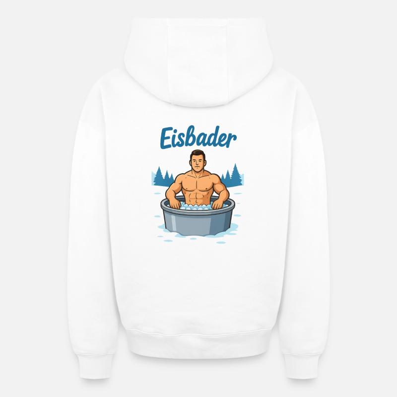 Eisbader Muskelmann im Eisbad - Oversized Heavyweight Unisex Zip Hoodie - Weiß