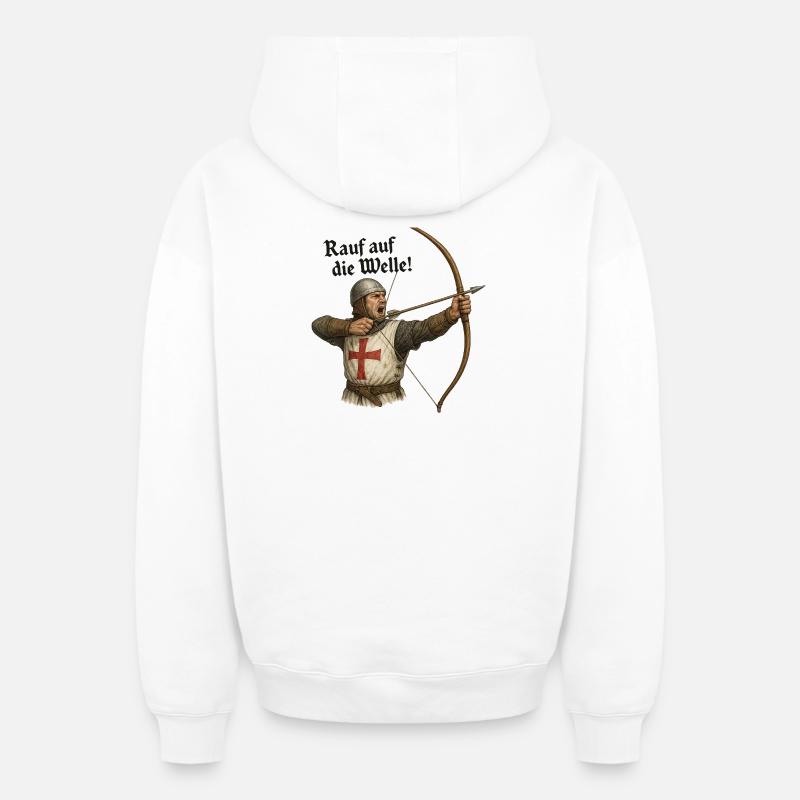 Archer – Montez sur la vague ! - Sweat à capuche unisexe zippé oversize épais SPREAD - blanc