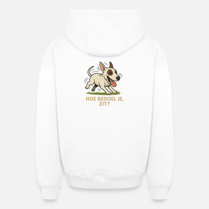 Bull terrier drôle - Sweat à capuche unisexe zippé oversize épais SPREAD - blanc