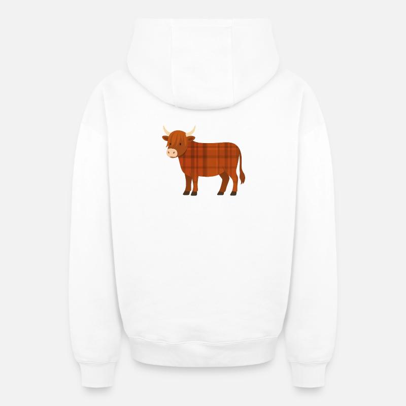 Vache tartan chaleureux - Sweat à capuche unisexe zippé oversize épais SPREAD - blanc