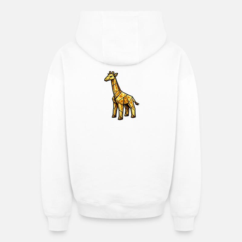 Girafe de géométrie dorée - Sweat à capuche unisexe zippé oversize épais SPREAD - blanc