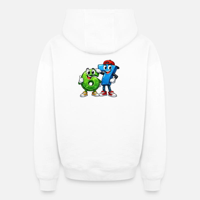 67 sixseven - Sweat à capuche unisexe zippé oversize épais SPREAD - blanc