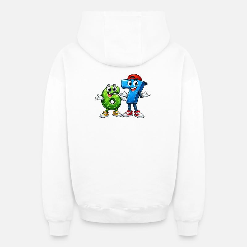67 sixseven - Sweat à capuche unisexe zippé oversize épais SPREAD - blanc
