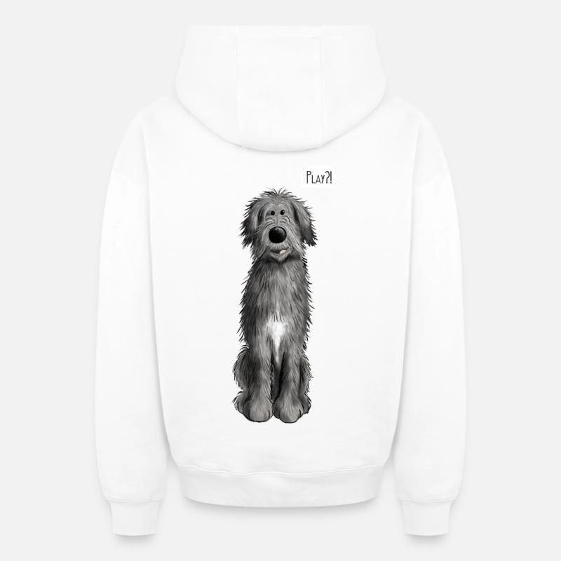 Wolfhound irlandais - Sweat à capuche unisexe zippé oversize épais SPREAD - blanc