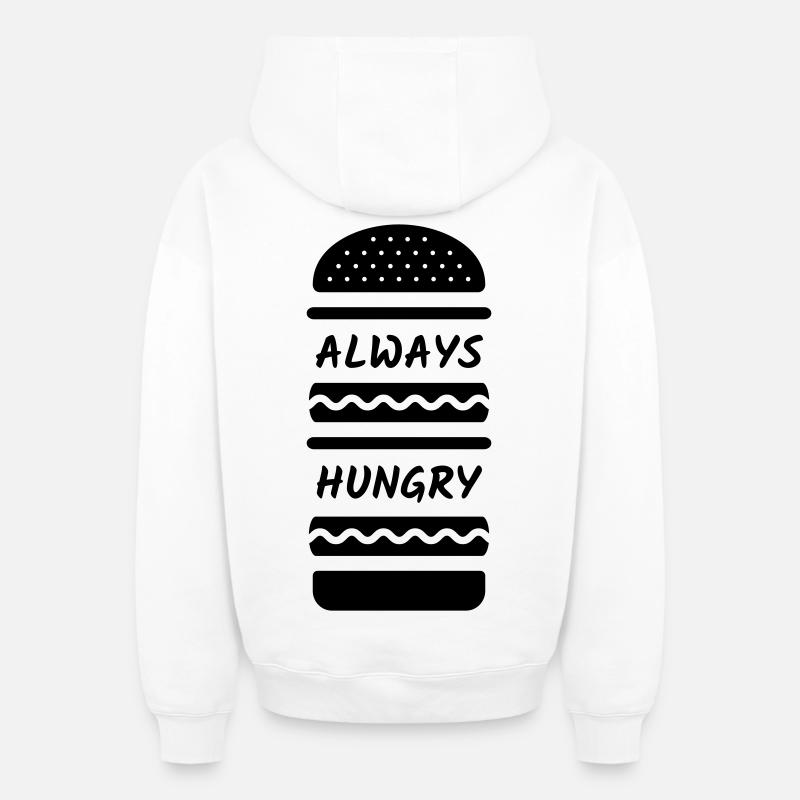 Burger toujours affamé - Sweat à capuche unisexe zippé oversize épais SPREAD - blanc