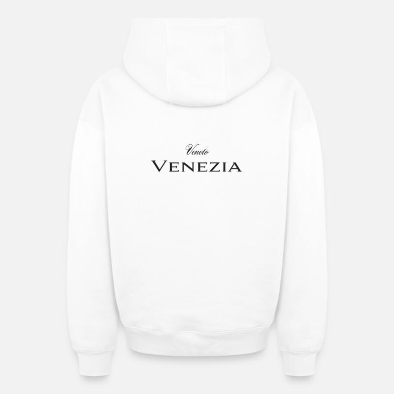 Lettrage Veneto Venezia - Sweat à capuche unisexe zippé oversize épais SPREAD - blanc