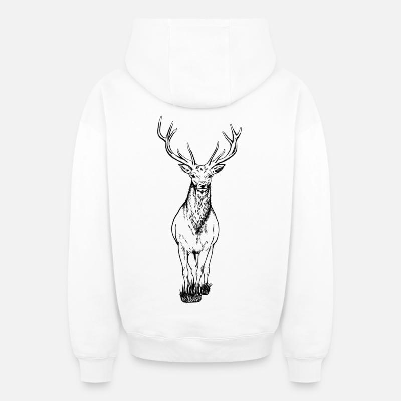 Cerf - Sweat à capuche unisexe zippé oversize épais SPREAD - blanc
