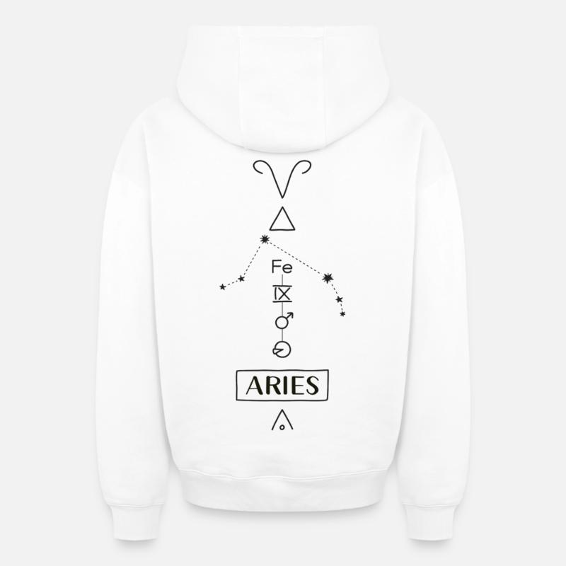 Aries - Widder Sternzeichen - schwarz - Oversized Heavyweight Unisex Zip Hoodie - Weiß