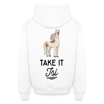 Cheval d’Islande - Sweat à capuche unisexe zippé oversize épais SPREAD - blanc - Dos - AI Model Male 178 light (178cm)