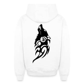Schwarzer Wolf: Geist des Waldes - Oversized Heavyweight Unisex Zip Hoodie - Weiß - Hinten - AI Model Male 178 light (178cm)