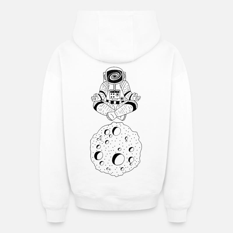 Astronaute zen - Sweat à capuche unisexe zippé oversize épais SPREAD - blanc