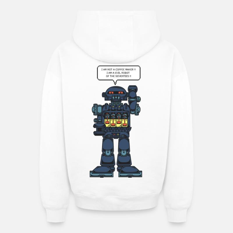 Robot alimenté par batterie - Sweat à capuche unisexe zippé oversize épais SPREAD - blanc