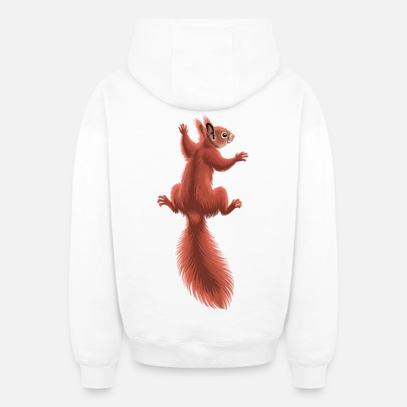 Écureuil roux grimpeur mignon - Sweat à capuche unisexe zippé oversize épais SPREAD - blanc