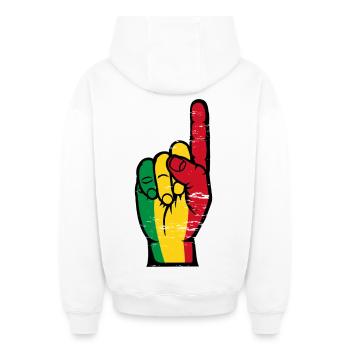 Drapeau du Mali numéro 1 utilisé - Sweat à capuche unisexe zippé oversize épais SPREAD - blanc - Dos - AI Model Male 178 light (178cm)