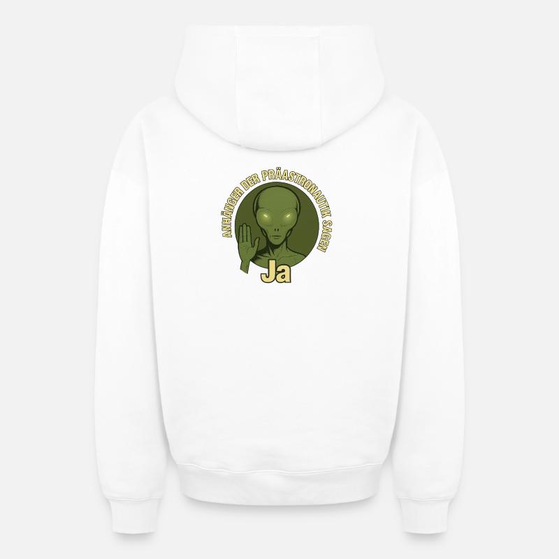 Adeptes de la pré-astronautique - Sweat à capuche unisexe zippé oversize épais SPREAD - blanc