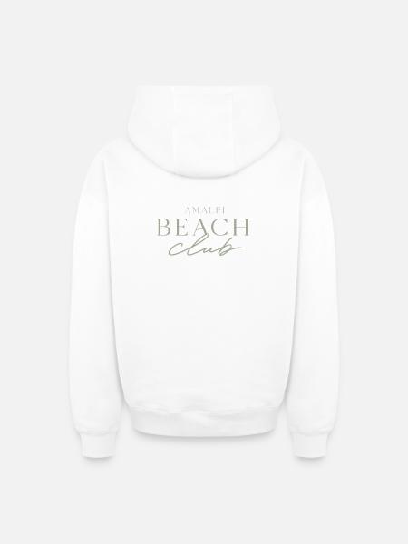 Amalfi Beach Club Logo - Oversized Heavyweight Unisex Zip Hoodie - white