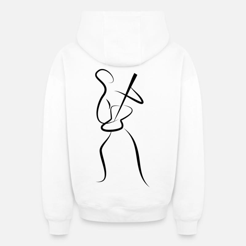 guitariste - Sweat à capuche unisexe zippé oversize épais SPREAD - blanc