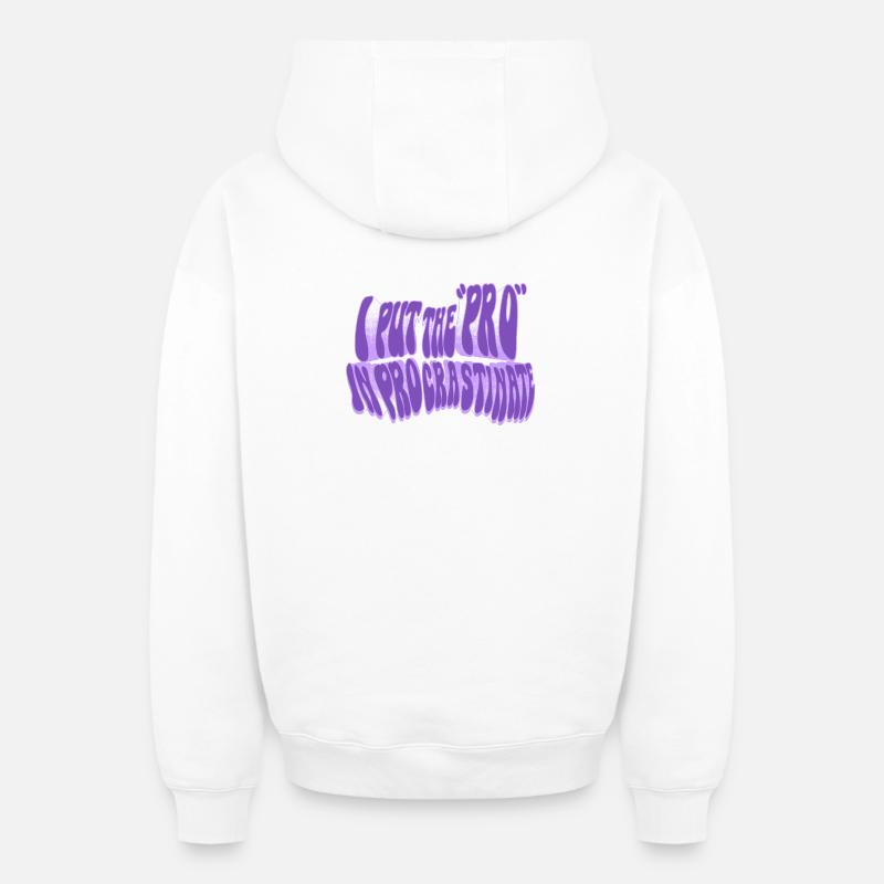 Pro de la procrastination - Sweat à capuche unisexe zippé oversize épais SPREAD - blanc