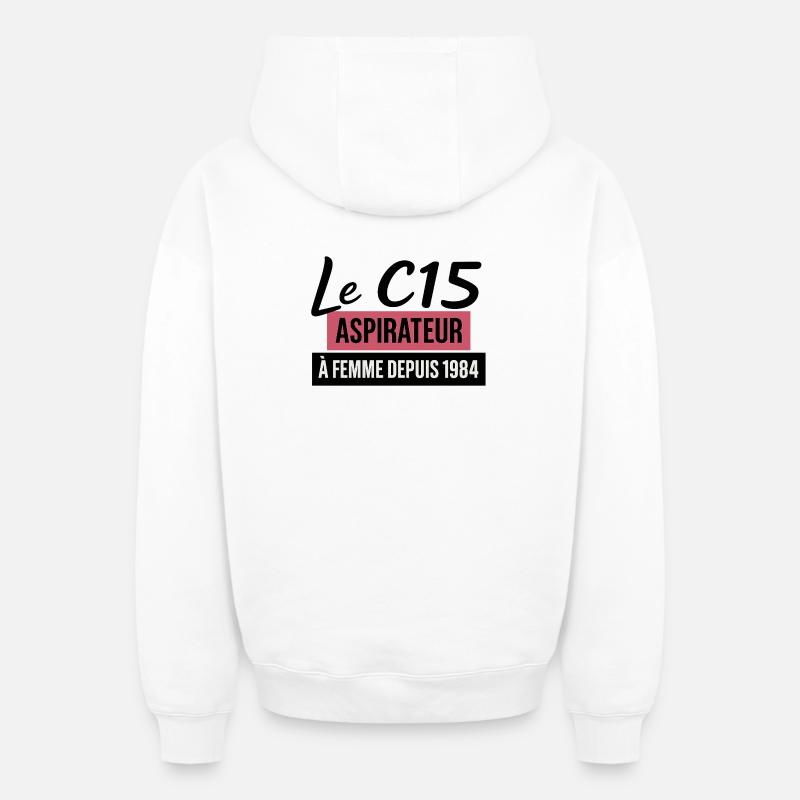 C15 - Sweat à capuche unisexe zippé oversize épais SPREAD - blanc