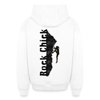 Rock Chick - randonnée, escalade, montagnes Dicton - Sweat à capuche unisexe zippé oversize épais SPREAD - blanc - Dos - AI Model Male 178 light (178cm)