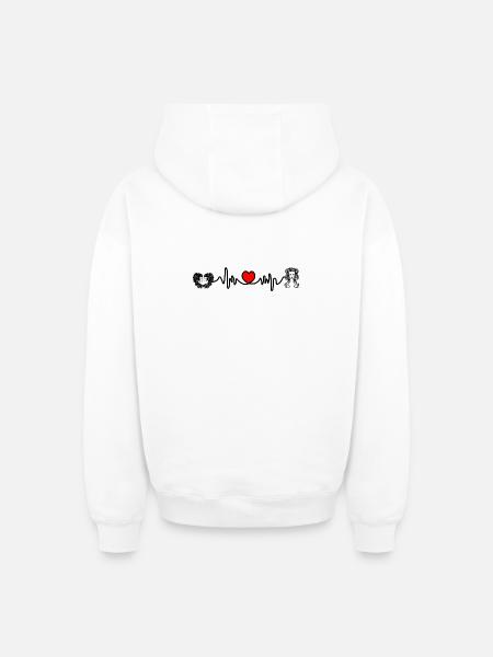 Fréquence cardiaque cardio Gémeaux Vierge - Sweat à capuche unisexe zippé oversize épais SPREAD - blanc