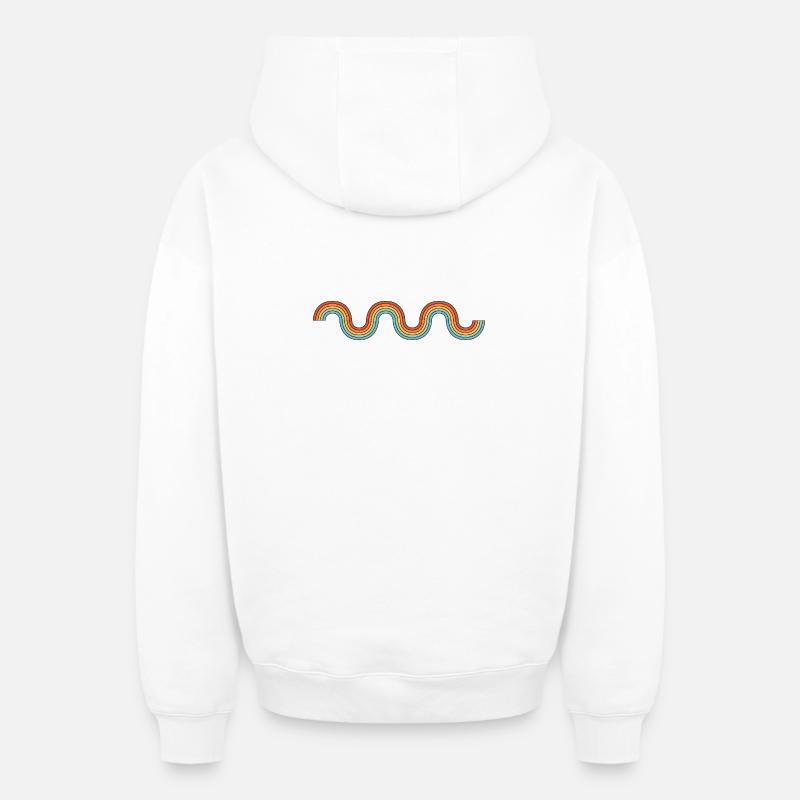 Vagues Arc-en-ciel Rétro - Sweat à capuche unisexe zippé oversize épais SPREAD - blanc