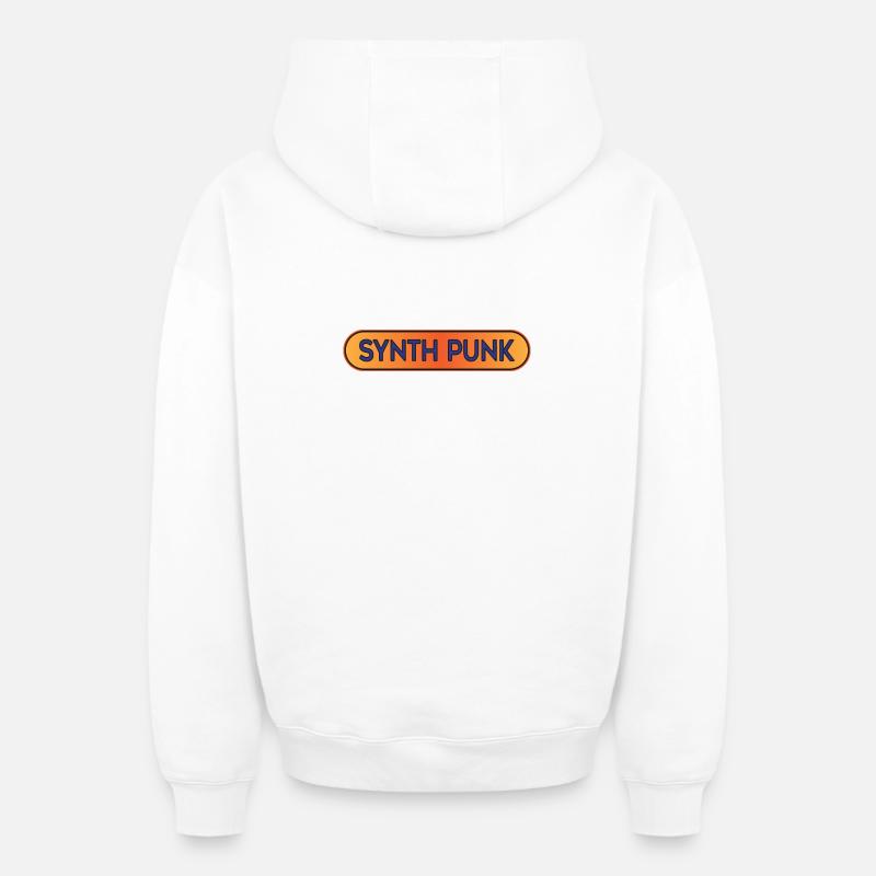 Synth Punk Crest - Sweat à capuche unisexe zippé oversize épais SPREAD - blanc