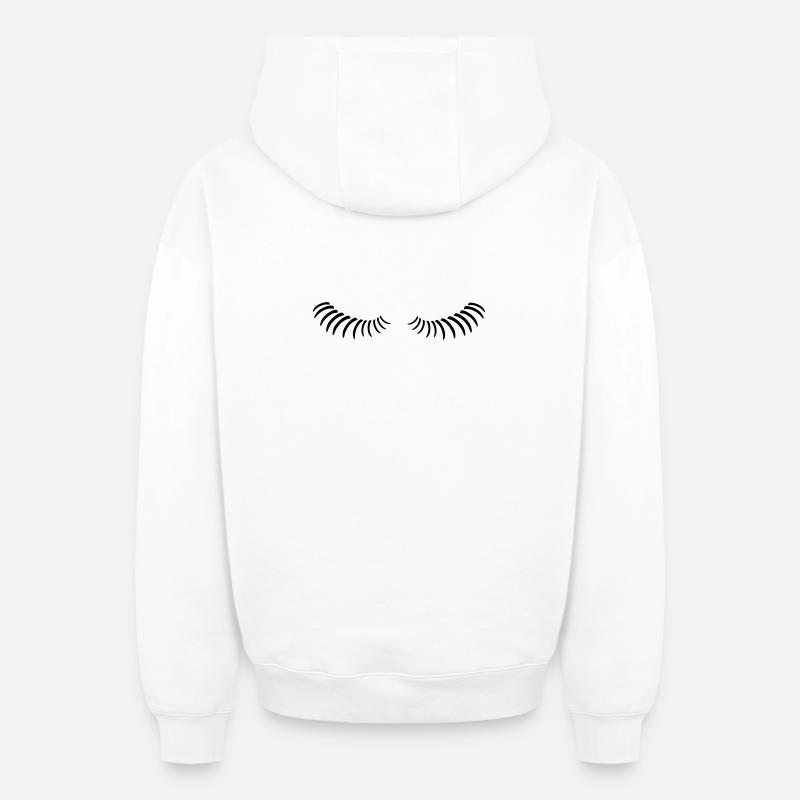 Eye lashes looking down. - Oversized Heavyweight Unisex Zip Hoodie - white