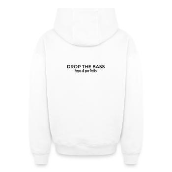 Drop the Bass Dubstep Drum and Bass Design (FR) - Sweat à capuche unisexe zippé oversize épais SPREAD - blanc - Dos - AI Model Male 178 light (178cm)