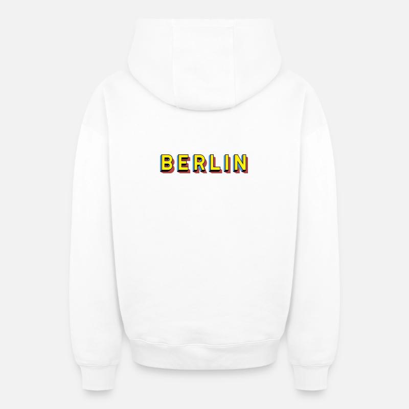 Berlin pour les Berlinois - Sweat à capuche unisexe zippé oversize épais SPREAD - blanc