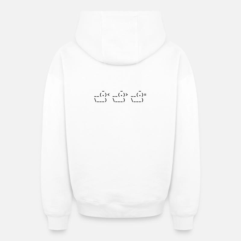 Triple Canard - Ascii Art - Sweat à capuche unisexe zippé oversize épais SPREAD - blanc