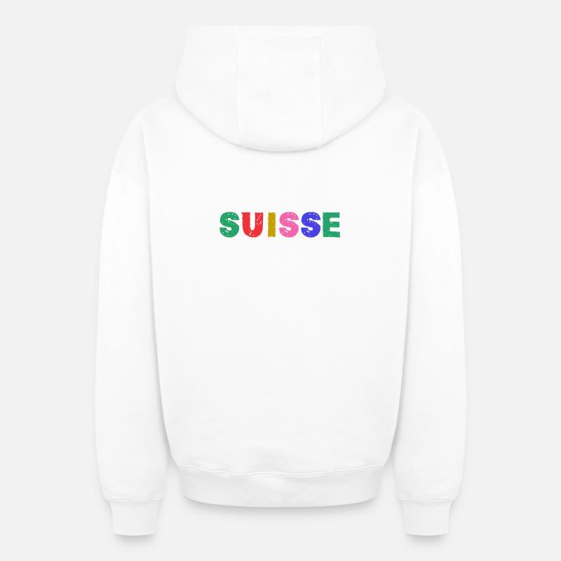SUISSE - Sweat à capuche unisexe zippé oversize épais SPREAD - blanc