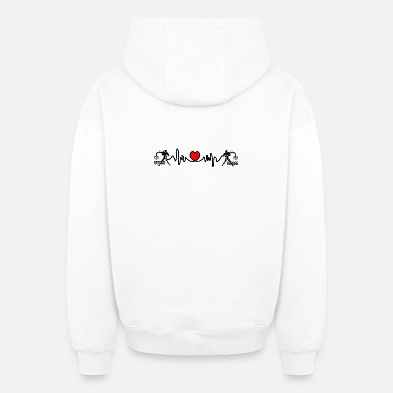 Fréquence cardiaque cardio Verseau Verseau - Sweat à capuche unisexe zippé oversize épais SPREAD - blanc